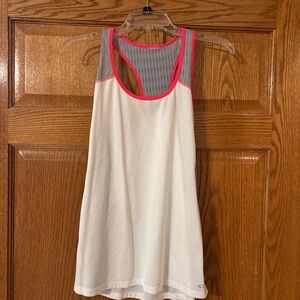 Women's White and Pink Athletic Tank Top